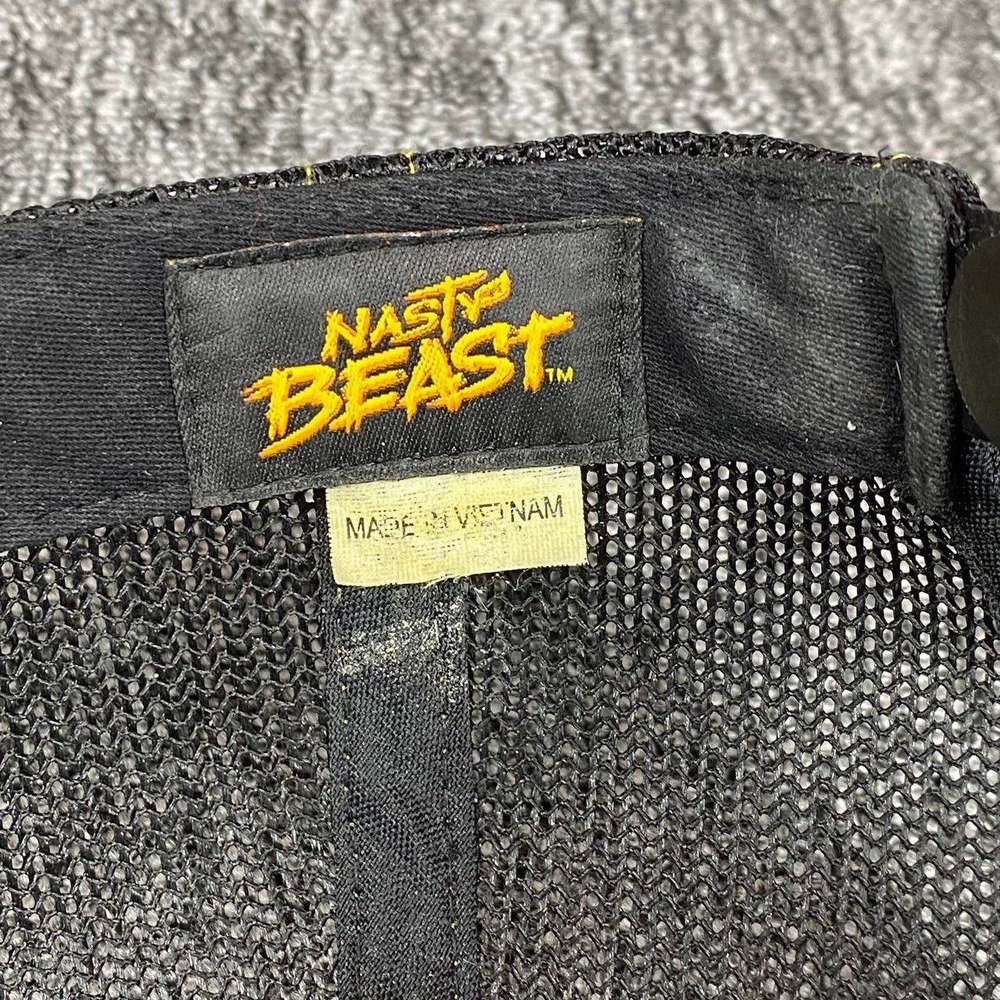 Nasty Beast Hard Tea Trucker Hat Mens OSFA Black Yellow Logo Mesh Snapback Cap - Picture 6 of 8